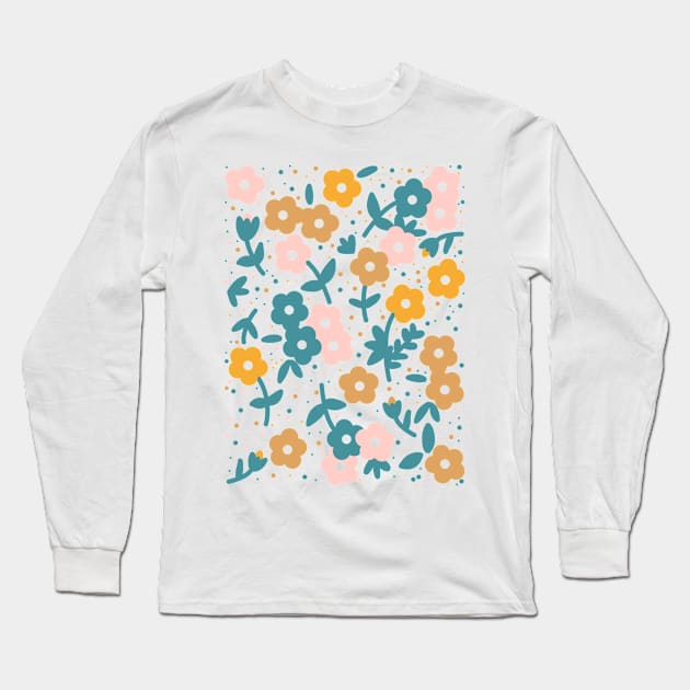 Pink Spring Flower Pattern Long Sleeve T-Shirt by faiiryliite